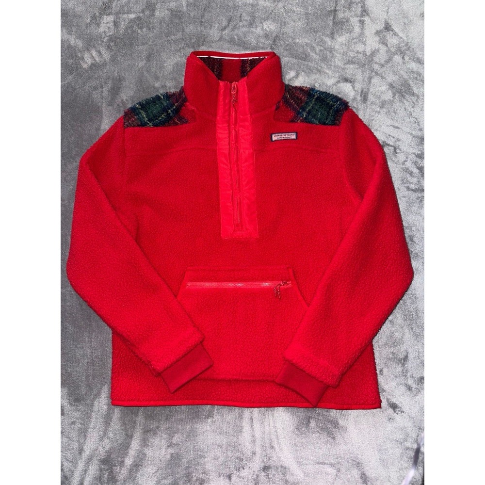 Vineyard Vines Women's Apres Tartan Supershep Red Pullover Size Xsmall